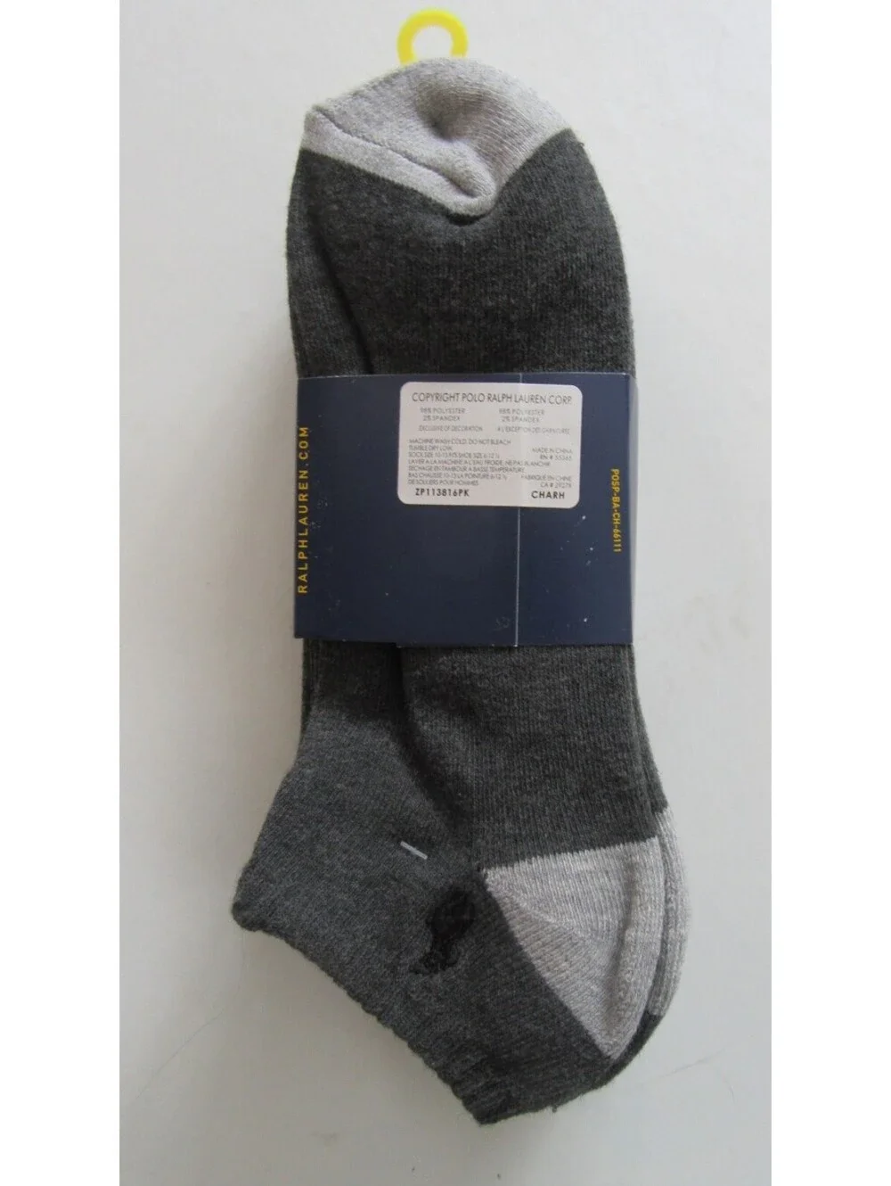 Polo Ralph Lauren Mens Low Cut Socks Charcoal Grey 4 pack